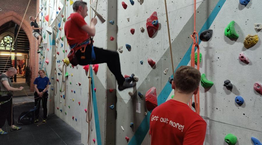 climbers doing ropework