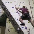 Wide shot of climber on wall